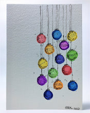 Original Hand Painted Christmas Card - Bauble Collection - Rainbow Colours - eDgE dEsiGn London