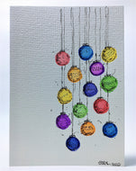 Original Hand Painted Christmas Card - Bauble Collection - Rainbow Colours - eDgE dEsiGn London