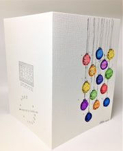 Original Hand Painted Christmas Card - Bauble Collection - Rainbow Colours - eDgE dEsiGn London
