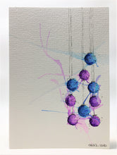 Original Hand Painted Christmas Card - Bauble Collection - Purple and Blue Splatter - eDgE dEsiGn London