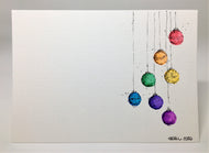 Original Hand Painted Christmas Card - Bauble Collection - Rainbow Colours #2 - eDgE dEsiGn London