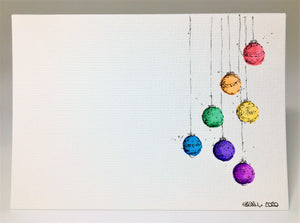 Original Hand Painted Christmas Card - Bauble Collection - Rainbow Colours #2 - eDgE dEsiGn London