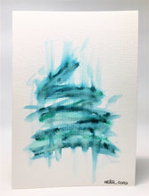 Original Hand Painted Christmas Card - Tree Collection - Abstract Jade/Blue/Green - eDgE dEsiGn London