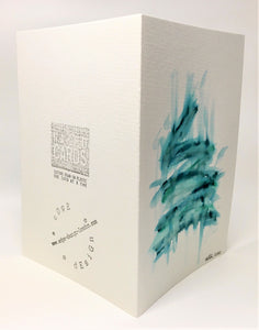 Original Hand Painted Christmas Card - Tree Collection - Abstract Jade/Blue/Green - eDgE dEsiGn London