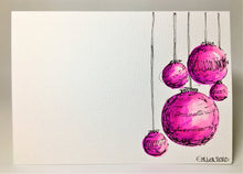 Original Hand Painted Christmas Card - Bauble Collection - Pink and Purple Design - eDgE dEsiGn London