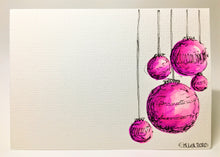 Original Hand Painted Christmas Card - Bauble Collection - Pink and Purple Design - eDgE dEsiGn London