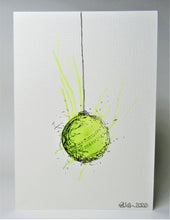 Original Hand Painted Christmas Card - Bauble Collection - Lime Green Splatter - eDgE dEsiGn London
