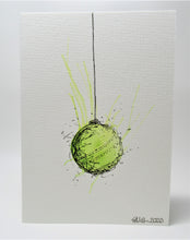 Original Hand Painted Christmas Card - Bauble Collection - Lime Green Splatter - eDgE dEsiGn London