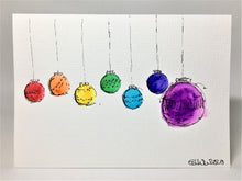 Original Hand Painted Christmas Card - Bauble Collection - Rainbow Baubles - eDgE dEsiGn London