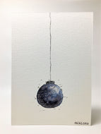 Original Hand Painted Christmas Card - Bauble Collection - Black, Silver and Grey Bauble - eDgE dEsiGn London