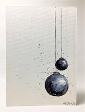 Original Hand Painted Christmas Card - Bauble Collection - Black, Grey and Silver Baubles - eDgE dEsiGn London