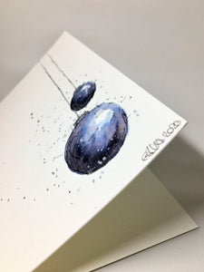 Original Hand Painted Christmas Card - Bauble Collection - Black, Grey and Silver Baubles - eDgE dEsiGn London