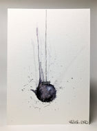 Original Hand Painted Christmas Card - Bauble Collection - Black, Grey, Silver Splatter - eDgE dEsiGn London