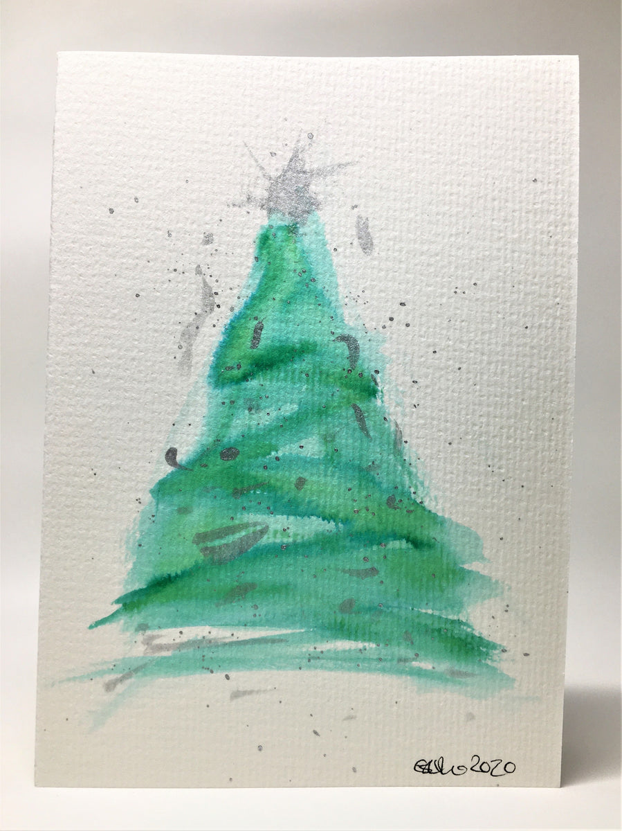 Original Hand Painted Christmas Card - Tree Collection - Tree with ...