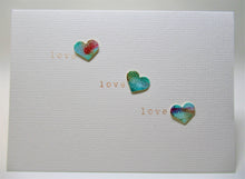 Original Hand Painted Greeting Card - Three Hearts with love - eDgE dEsiGn London