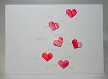 Original Hand Painted Greeting Card - 6 random hearts and love - eDgE dEsiGn London