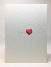 Original Hand Painted Greeting Card - Single red heart and love - eDgE dEsiGn London