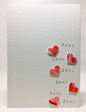 Original Hand Painted Greeting Card - 5 Hearts and Love - eDgE dEsiGn London