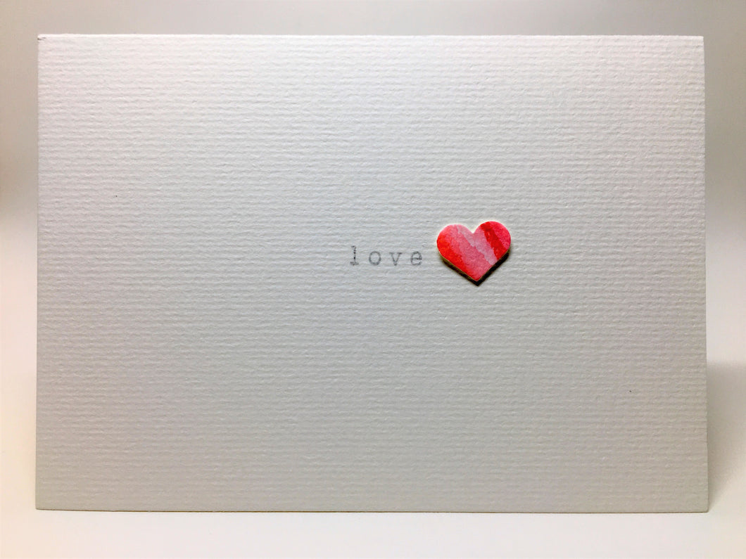 Original Hand Painted Greeting Card - Red heart and love - eDgE dEsiGn London