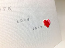 Original Hand Painted Greeting Card - Red heart and love, love, love! - eDgE dEsiGn London