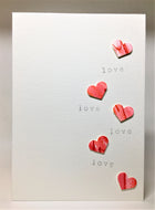 Original Hand Painted Greeting Card - 5 random hearts and love #2 - eDgE dEsiGn London