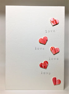 Original Hand Painted Greeting Card - 5 random hearts and love #2 - eDgE dEsiGn London