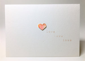 Original Hand Painted Greeting Card - Orange Heart and Love, Love, Love - eDgE dEsiGn London