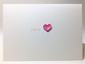 Original Hand Painted Greeting Card - Purple and Pink Heart and Love - eDgE dEsiGn London