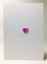 Original Hand Painted Greeting Card - Pink, Purple, Heart and Love - eDgE dEsiGn London