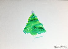 Abstract Christmas Tree with Silver Star - Hand Painted Christmas Card