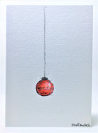 Small Red and Silver Bauble - Hand Painted Christmas Card