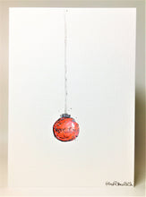 Small Red and Silver Bauble - Hand Painted Christmas Card