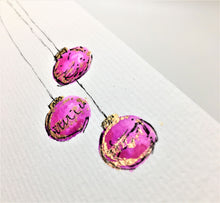 Small Pink and Gold Baubles - Hand Painted Christmas Card