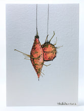 Red, Orange and Gold splatter baubles - Hand Painted Christmas Card