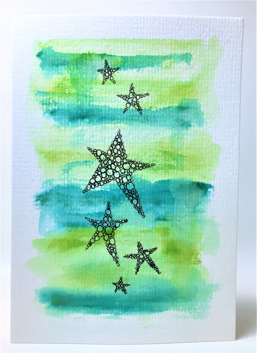 Abstract stars from circles - Hand Painted Christmas Card