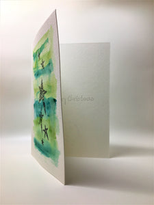 Abstract stars from circles - Hand Painted Christmas Card