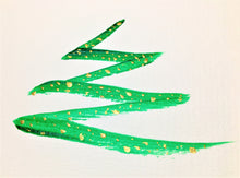 Abstract Green and Gold Tree - Hand Painted Christmas Card
