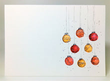 Orange, Red and Silver Baubles - Hand Painted Christmas Card