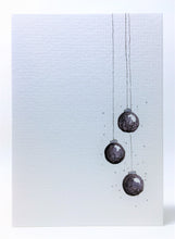 Small Black and Silver Baubles - Hand Painted Christmas Card