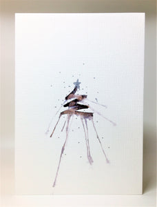 Abstract Black Splatter Tree with Star - Hand Painted Christmas Card - eDgE dEsiGn London