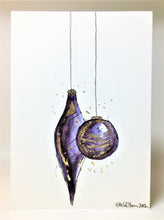 Black, Grey and Gold Leaf Baubles - Hand Painted Christmas Card
