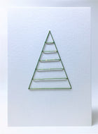 Hand-made Christmas Card - Simple abstract tree in green/gold thread