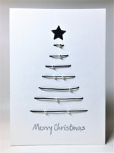 Black and Silver Beaded Christmas Tree - Handmade Christmas Card