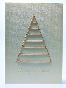 Christmas Tree in Copper thread - Hand-made Christmas Card