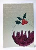 Big Christmas Pudding - Hand Painted Christmas Card