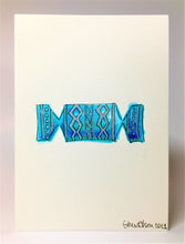 Blue and Silver Christmas Cracker - Hand Painted Christmas Card