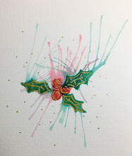 Abstract Holly Splatter - Hand Painted Christmas Card