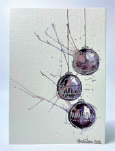 Black, Grey and Silver Splatter Baubles - Hand Painted Christmas Card