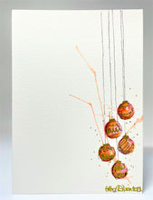 Small Orange, Red and Gold Splatter Baubles - Hand Painted Christmas Card