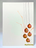 Small Orange, Red and Gold Splatter Baubles - Hand Painted Christmas Card